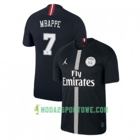 Koszulka Paris Saint-Germain Mbappe 7 Jodan Czarny Trzeci Stroje Piłkarskie 2018-2019 Krótki Rękaw